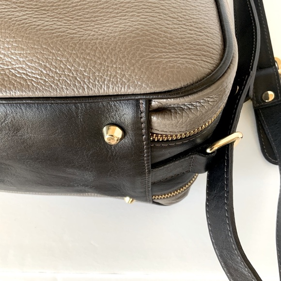 Valentina Hobo Shoulder Backpack Italian Taupe Black Leather NWT - Picture 7 of 16